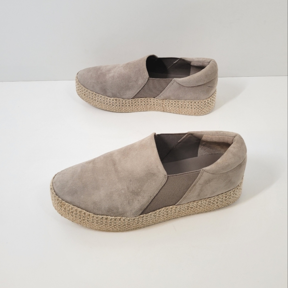 Vince Gray Suede Hemp Slip-on Platform Flats Shoes Wome Size 7